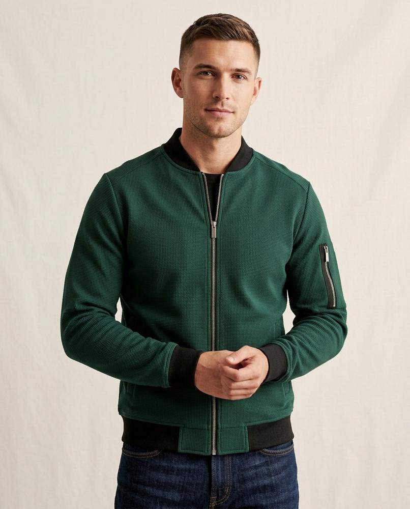 Lands Fashion - Mibat | Waffle-Knit Zip-Up Jacket Men
