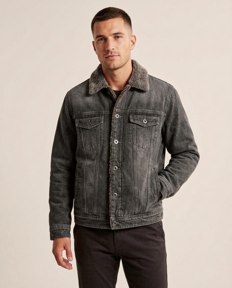 Lands Fashion - Linus | Sherpa-Lined Button-Front Denim Jacket Men