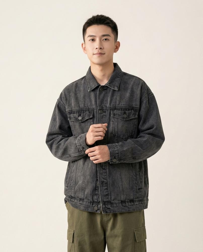 Lands Fashion - Komid | Washed-Out Button-Up Denim Jacket Men