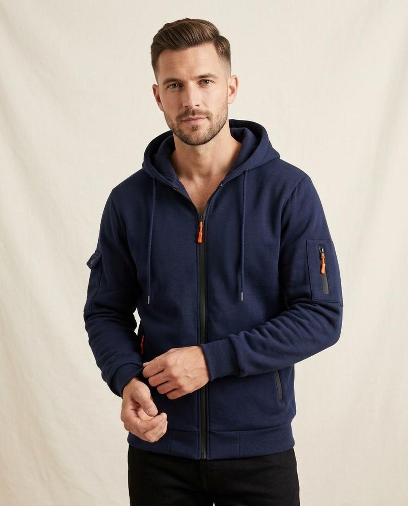 Lands Fashion - Yazad | Lined Zip-Up Hoodie Men