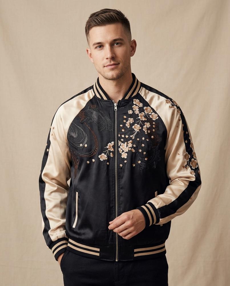 Lands Fashion - Yuzel | Embroidered Two-Tone Jacket Unisex