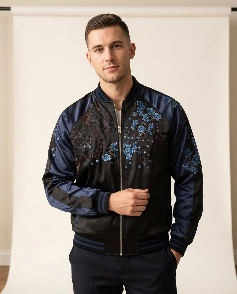 Lands Fashion - Yuzel | Embroidered Two-Tone Jacket Unisex
