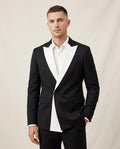 Lands Fashion - Cotod | Contrast-Lapel Asymmetrical Blazer Men