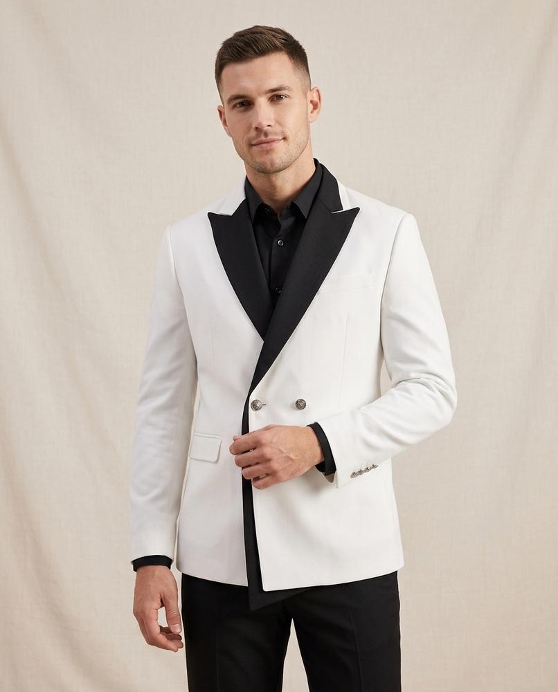 Lands Fashion - Cotod | Contrast-Lapel Asymmetrical Blazer Men
