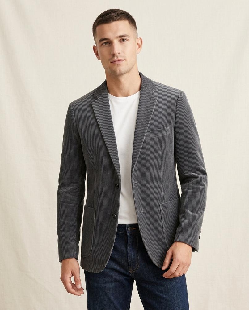 Lands Fashion - Yefim | Corduroy Single-Breasted Blazer Men