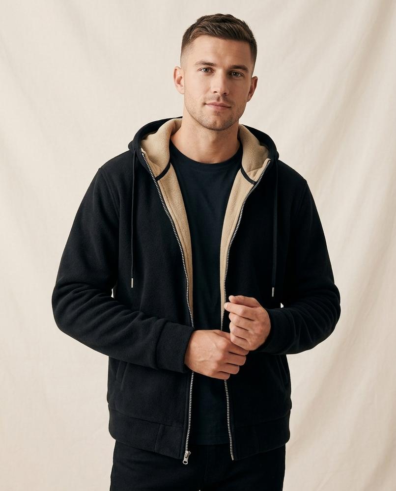 Lands Fashion - Cikot | Sherpa-Lined Zip-Up Hoodie Men