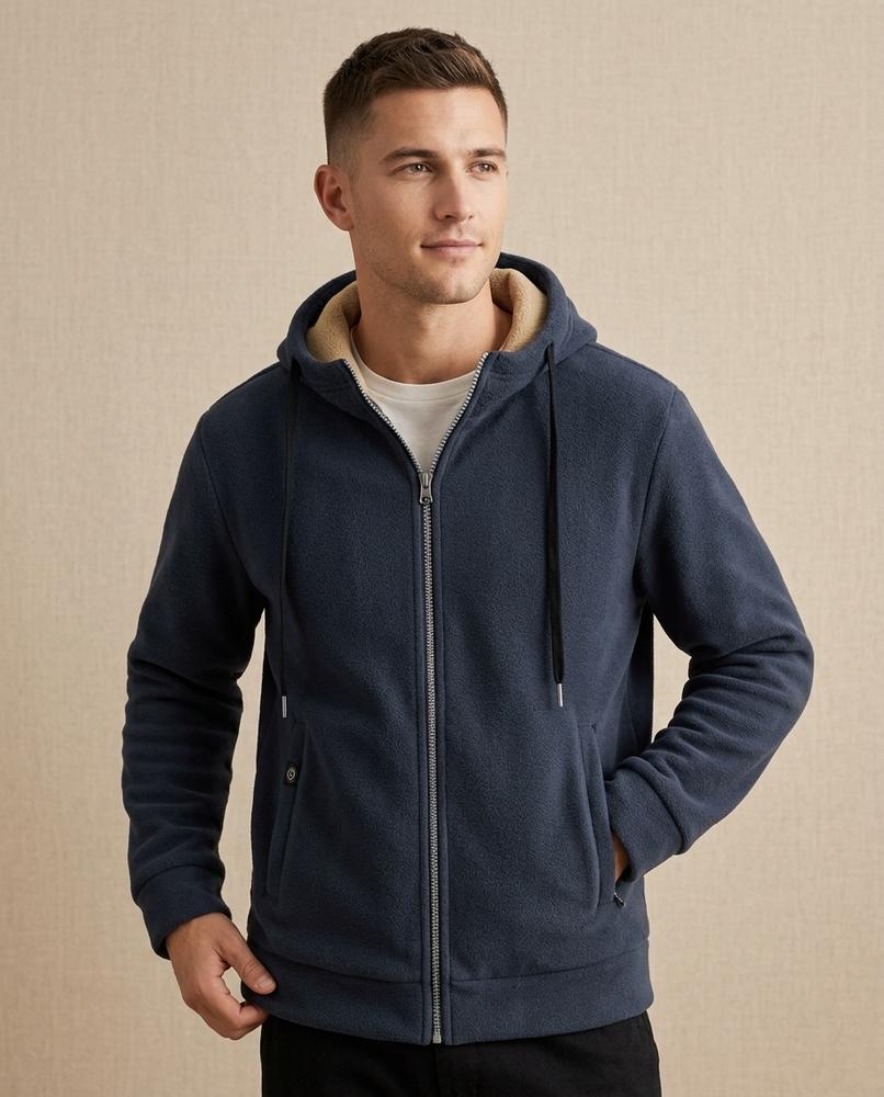 Lands Fashion - Cikot | Sherpa-Lined Zip-Up Hoodie Men