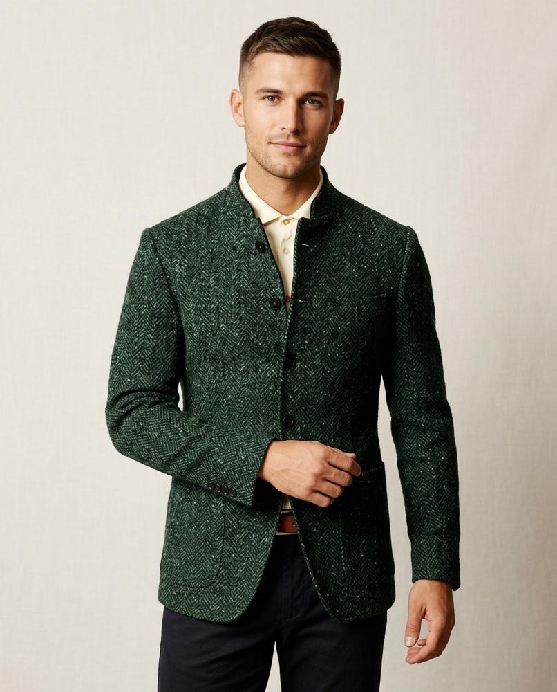 Lands Fashion - Nudam | Stand-Collar Herringbone Jacket Men
