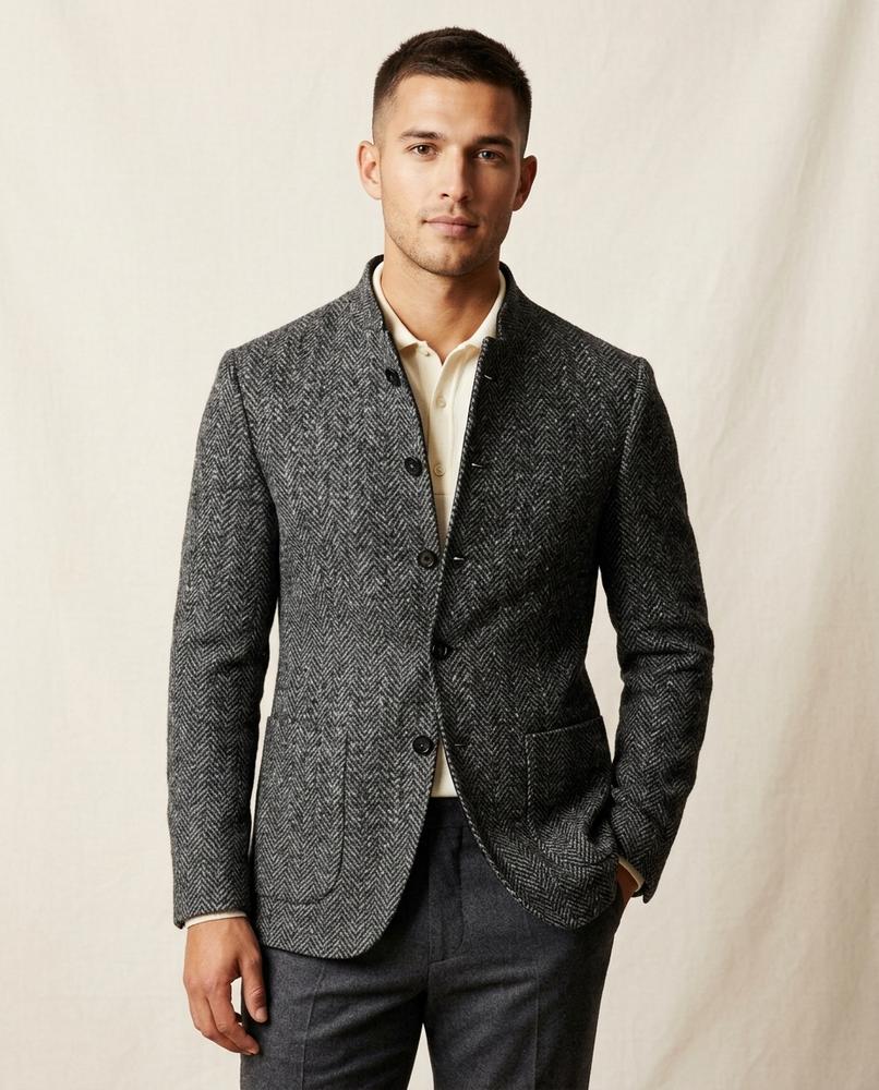 Lands Fashion - Nudam | Stand-Collar Herringbone Jacket Men