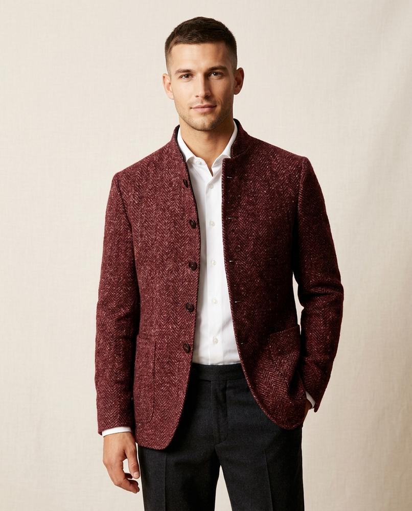 Lands Fashion - Nudam | Stand-Collar Herringbone Jacket Men