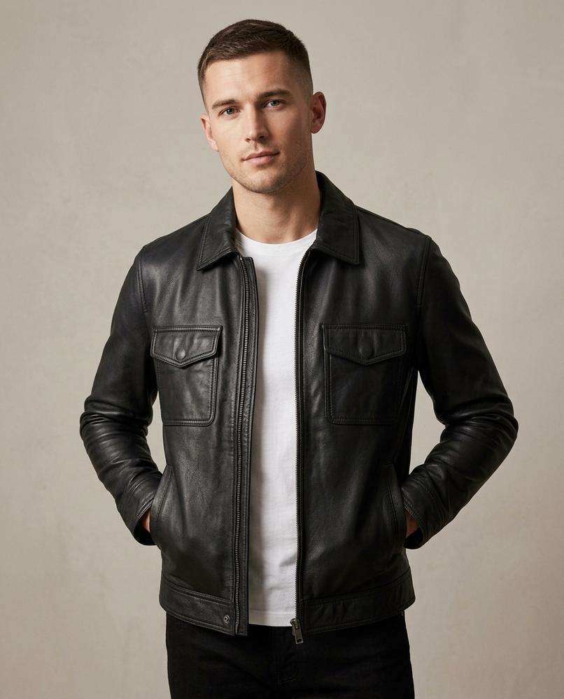 Lands Fashion - Yolun | Faux-Leather Zipped Jacket Men