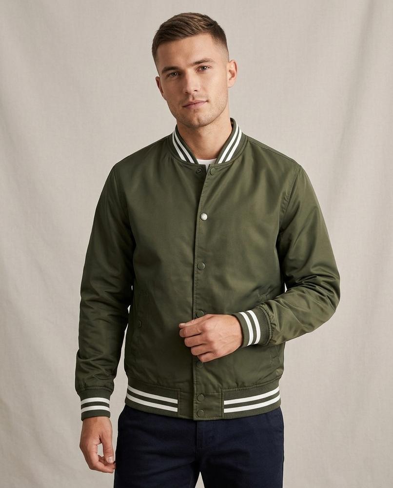 Lands Fashion - Setur | Snap-Button Striped-Trim Jacket Men