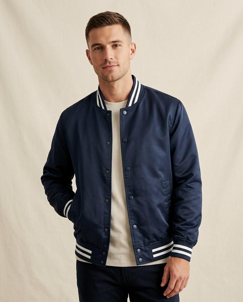 Lands Fashion - Setur | Snap-Button Striped-Trim Jacket Men
