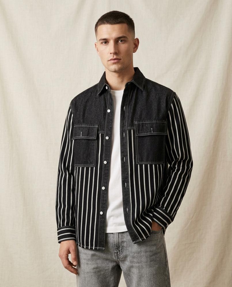 Lands Fashion - Yenil | Striped Paneled Jacket Men
