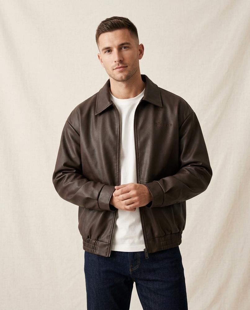 Lands Fashion - Eihak | Faux-Leather Zippered Jacket Unisex