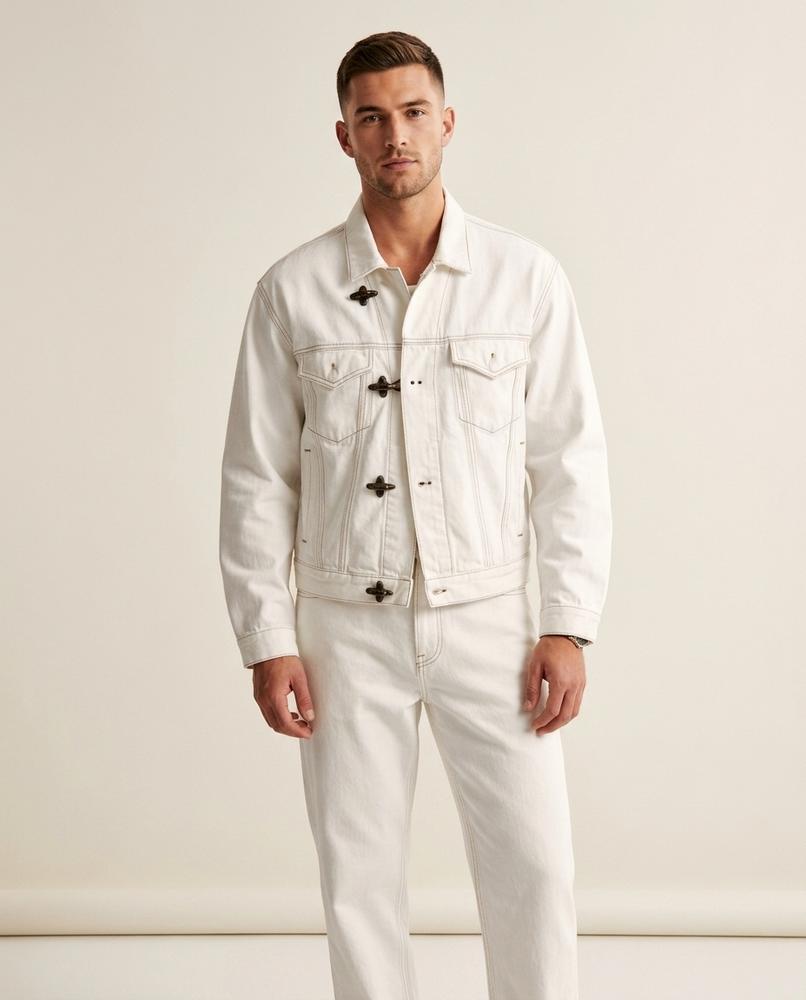 Lands Fashion - Sozur | Toggle-Closure Contrast-Stitch Denim Jacket Men