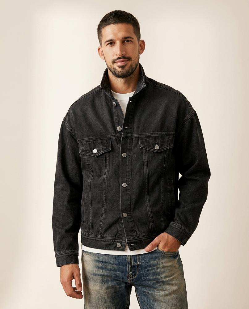 Lands Fashion - Lefok | Button-Front Relaxed Fit Denim Jacket Men