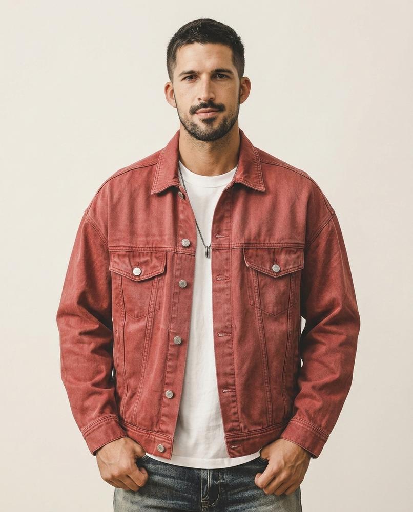 Lands Fashion - Lefok | Button-Front Relaxed Fit Denim Jacket Men