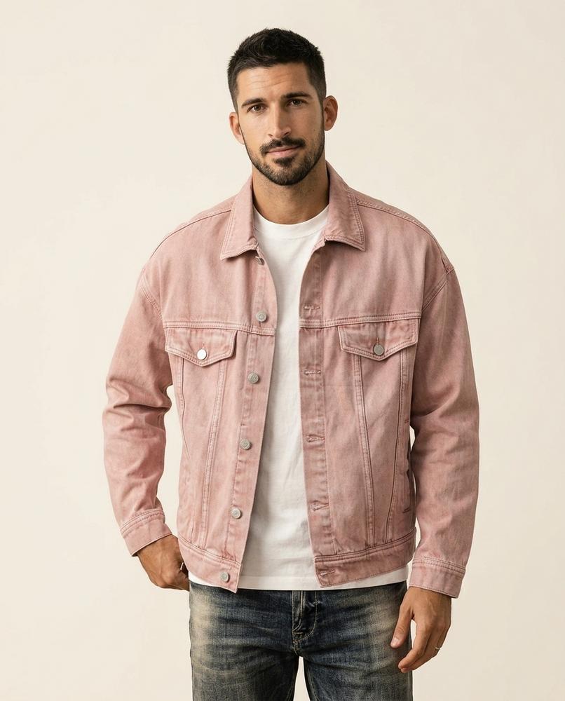 Lands Fashion - Lefok | Button-Front Relaxed Fit Denim Jacket Men