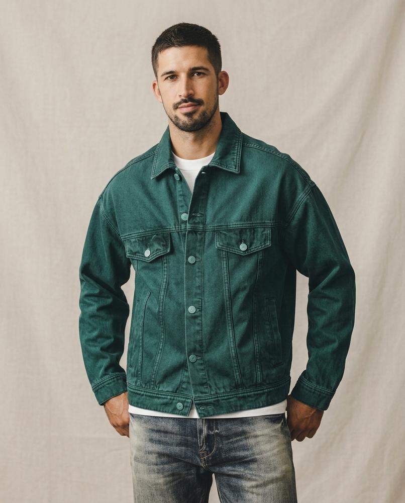 Lands Fashion - Lefok | Button-Front Relaxed Fit Denim Jacket Men