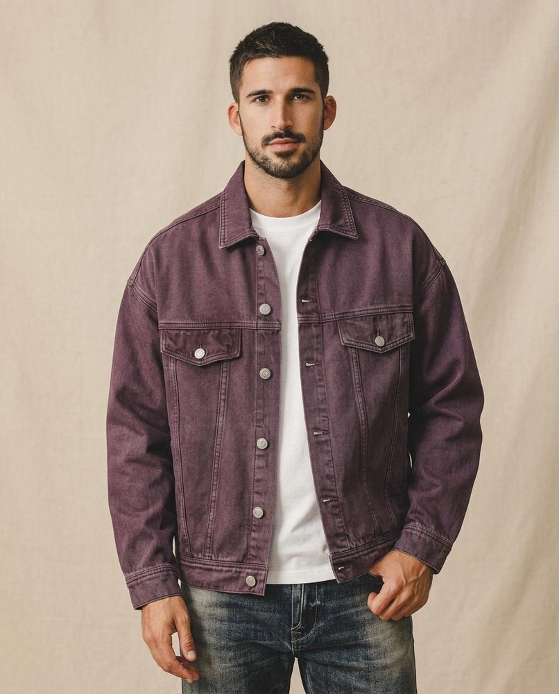 Lands Fashion - Lefok | Button-Front Relaxed Fit Denim Jacket Men
