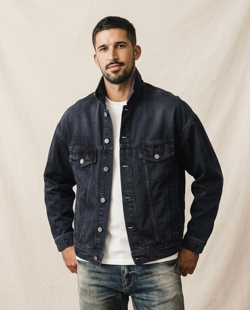 Lands Fashion - Lefok | Button-Front Relaxed Fit Denim Jacket Men