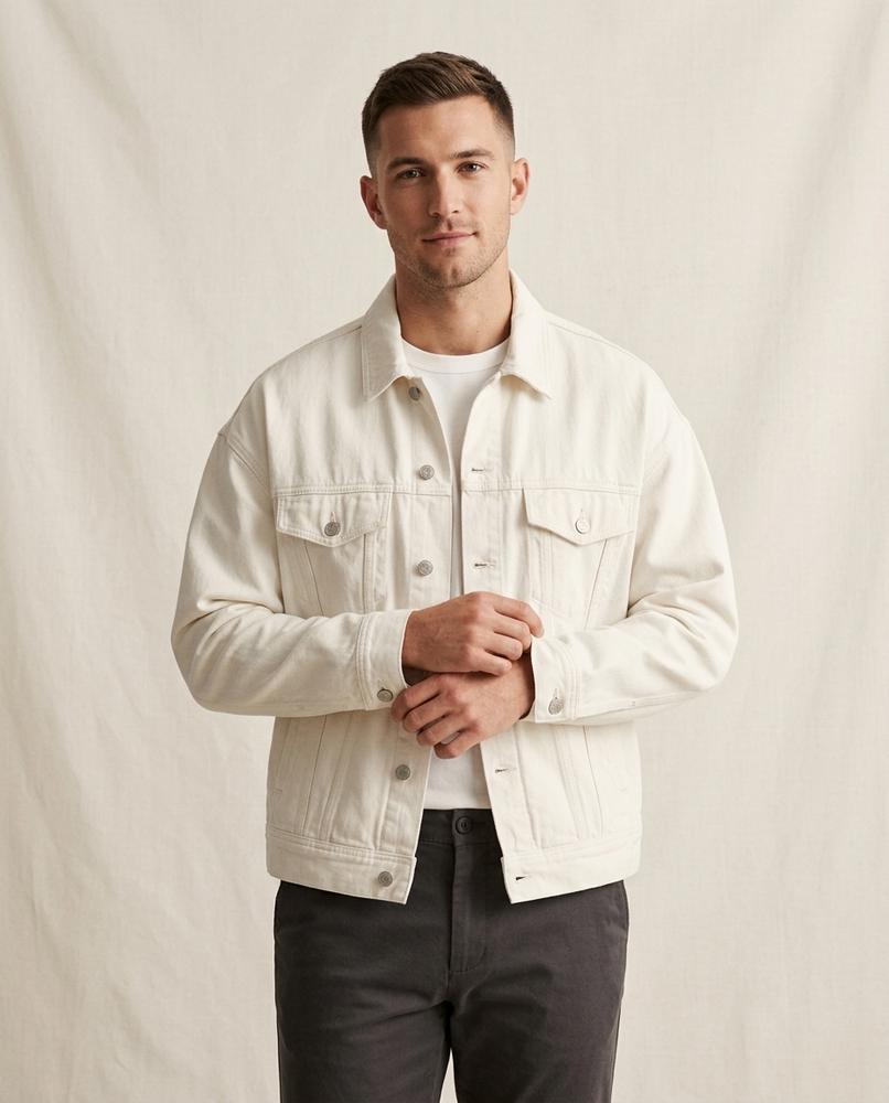 Lands Fashion - Lefok | Button-Front Relaxed Fit Denim Jacket Men