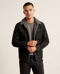 Lands Fashion - Vuhun | Sherpa-Lined Washed Denim Jacket Men