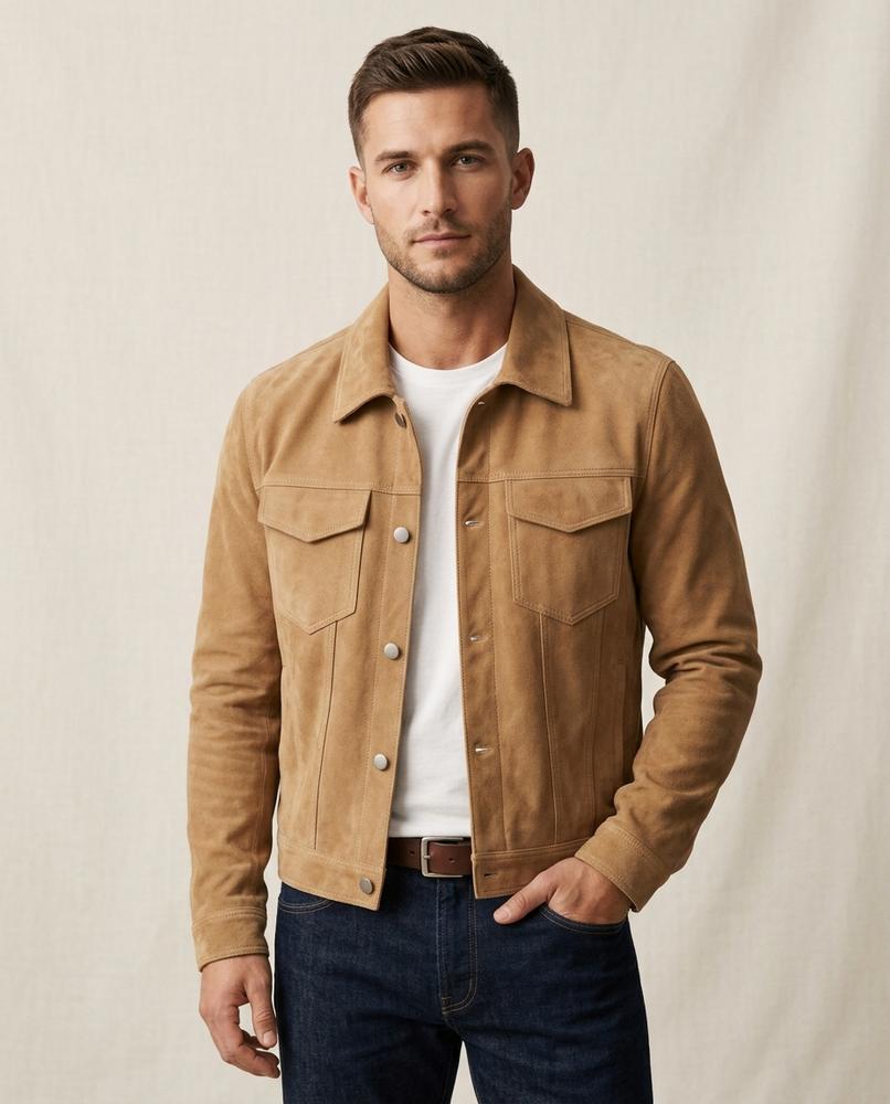 Lands Fashion - Yokuv | Suede-Effect Button-Front Jacket Men