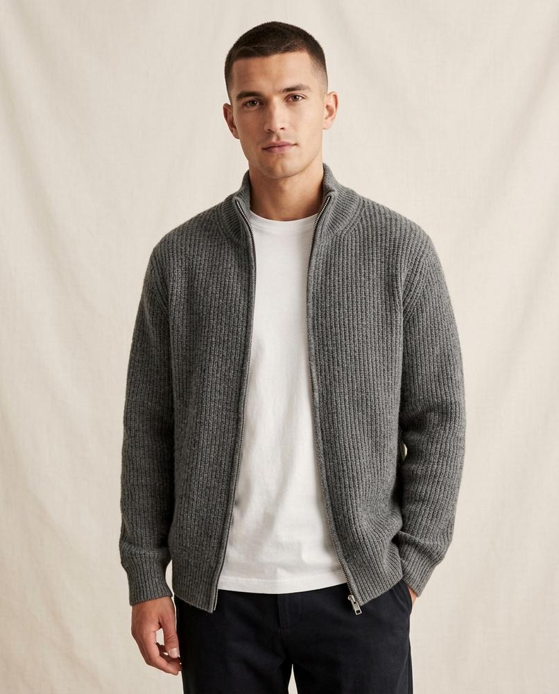 Lands Fashion - Lizan | Ribbed Zip-Up Knit Cardigan Men