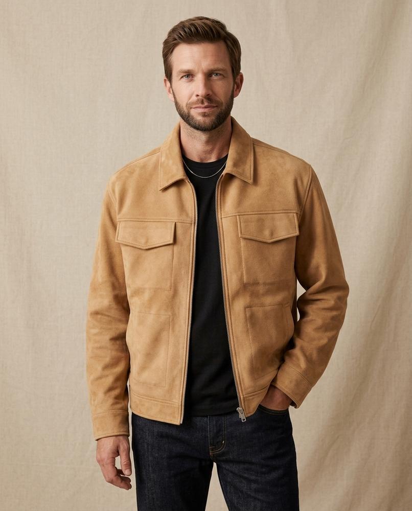 Lands Fashion - Maror | Suede-Effect Zip-Up Jacket Men