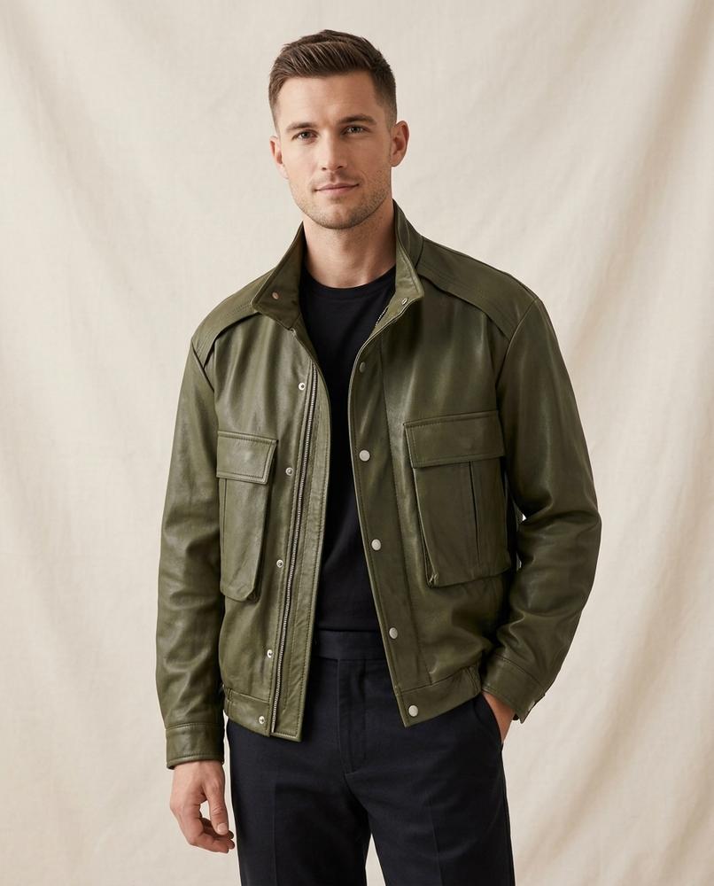 Lands Fashion - Corum | Faux-Leather Utility Jacket Men