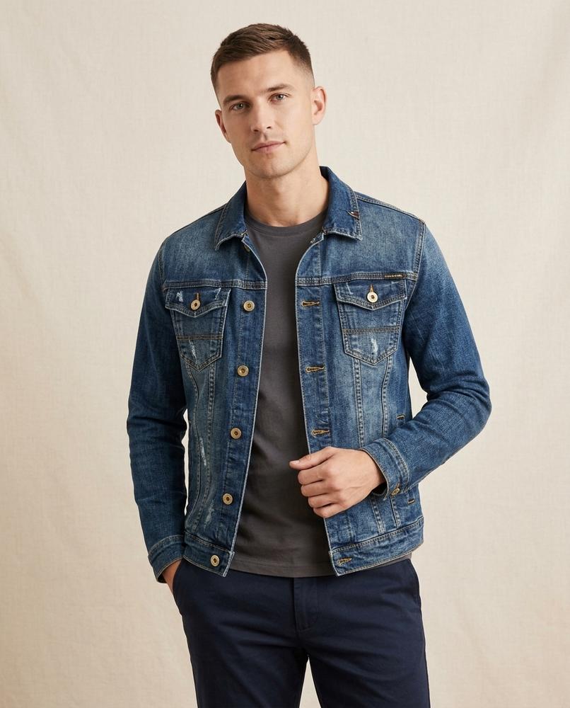 Lands Fashion - Mupem | Washed Tailored Denim Jacket Men