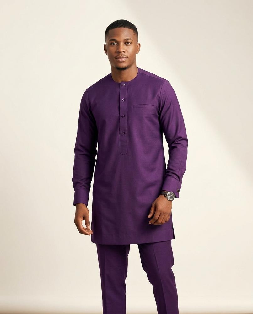 Lands Fashion - Vemak | Mandarin Collar Two-Piece Suit Men