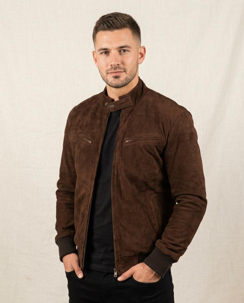 Lands Fashion - Aowev | Suede Zip-Up Jacket Men