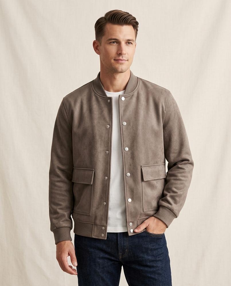 Lands Fashion - Eigus | Suede-Effect Snap-Button Jacket Men