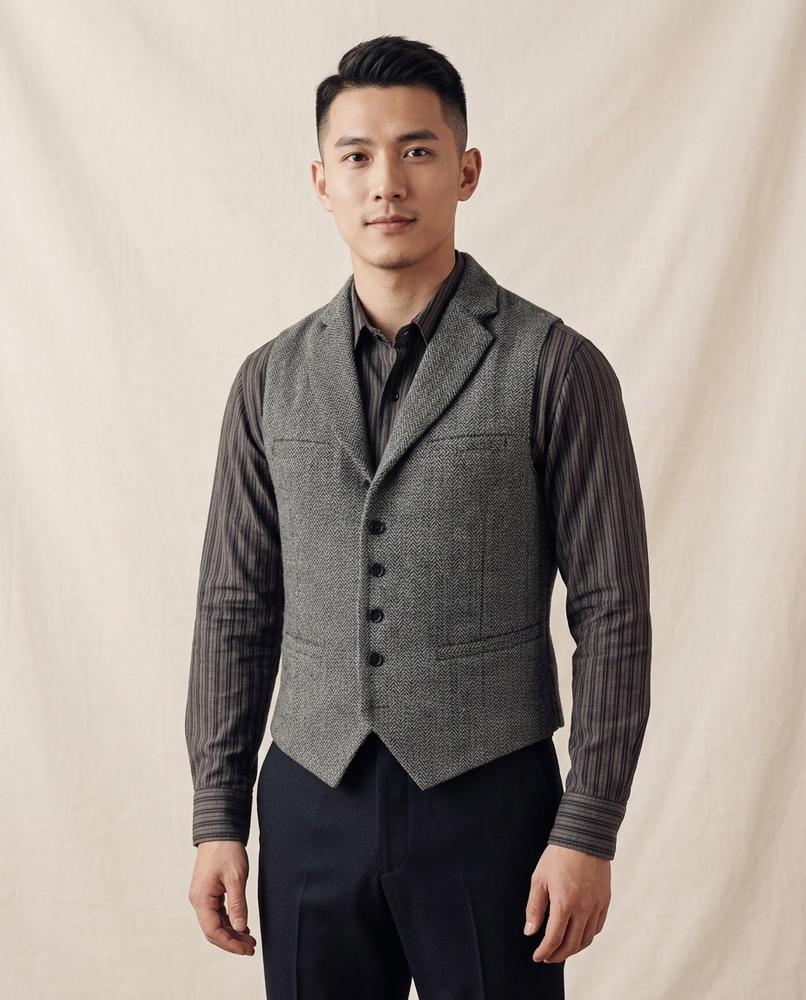 Lands Fashion - Kemin | Herringbone Lapelled Vest Men