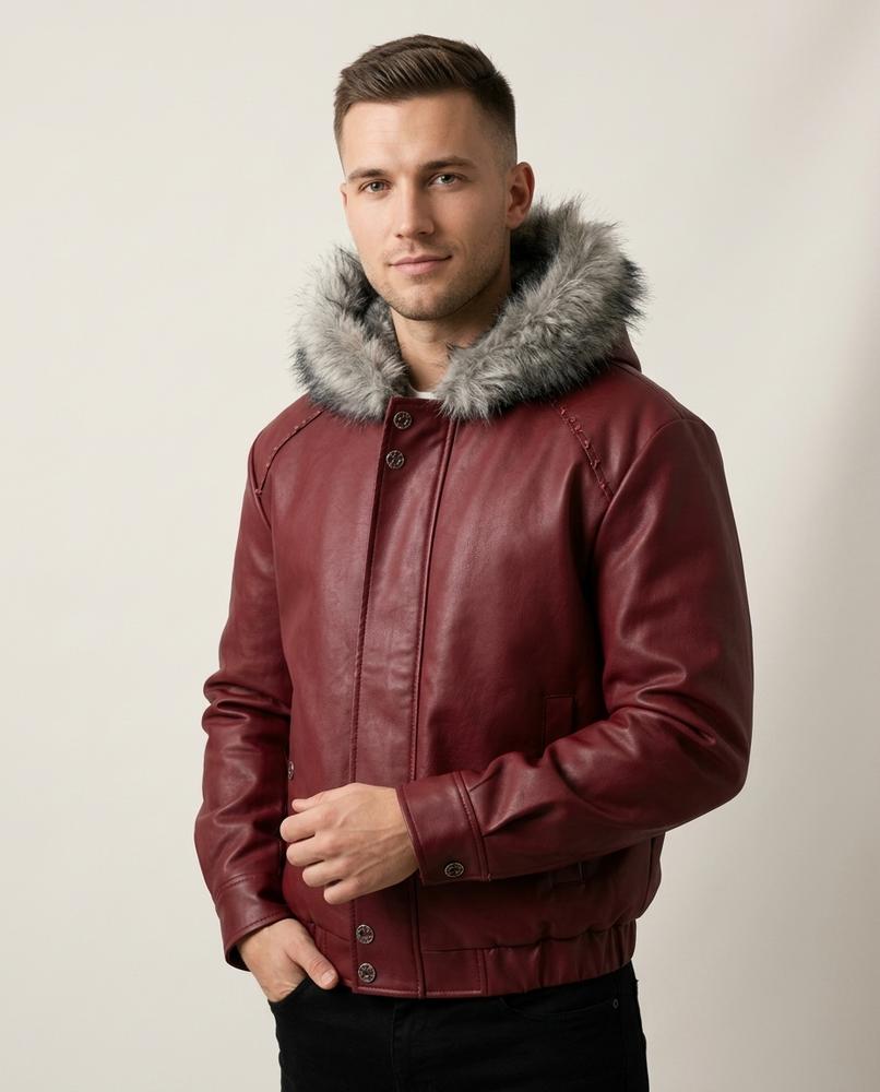 Lands Fashion - Morun | Fur-Trimmed Studded Jacket Men