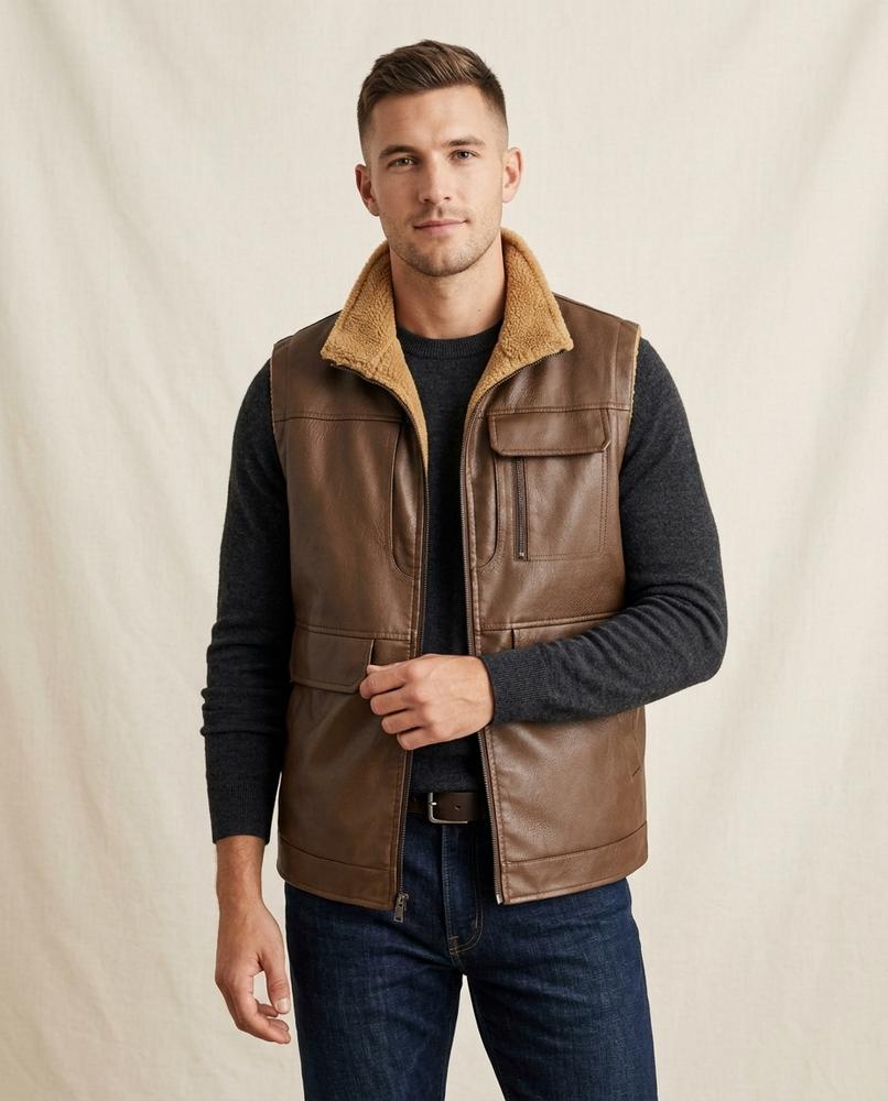Lands Fashion - Luwak | Fleece-Lined Zip-Up Vest Men