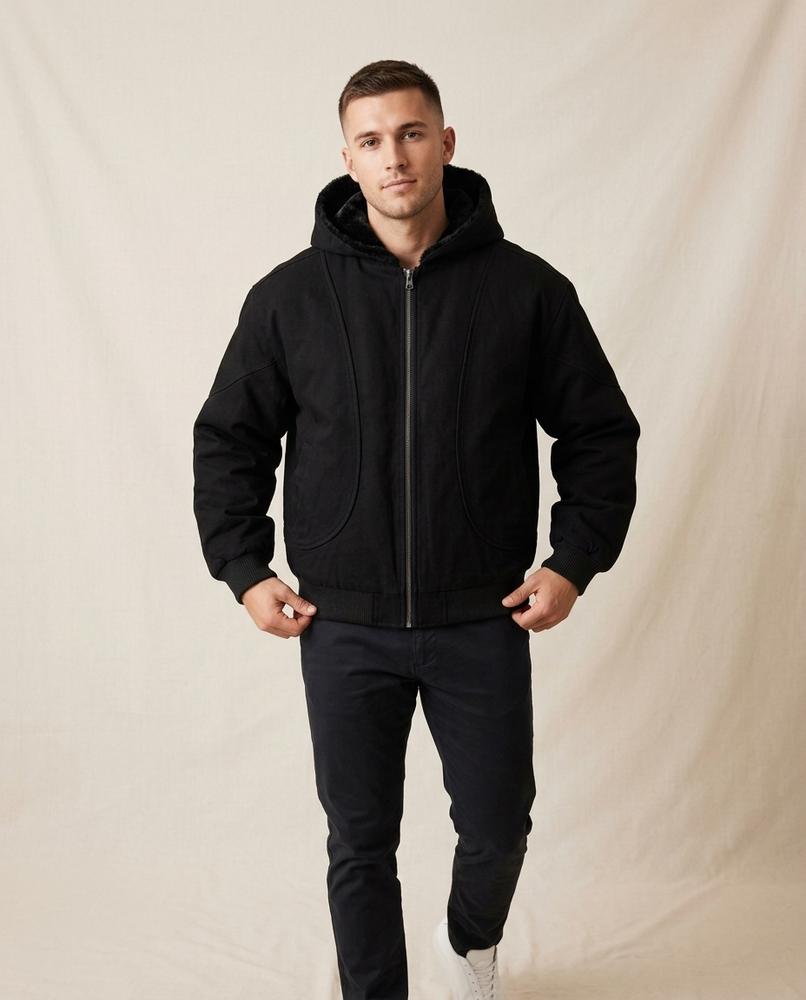 Lands Fashion - Zilad | Hooded Shearling-Lined Jacket Unisex