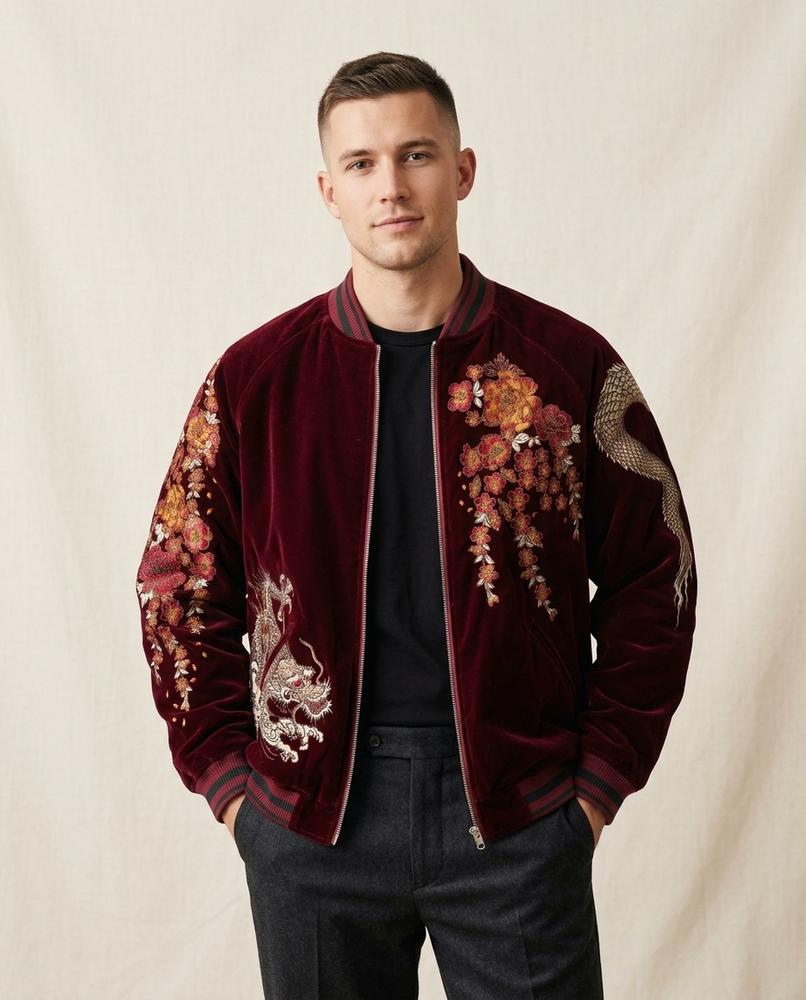 Lands Fashion - Ruwen | Velvet Embroidered Jacket Men
