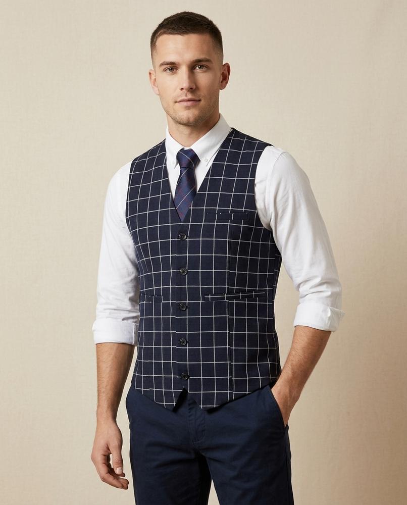 Lands Fashion - Dediv | Checked Slim Fit Vest Men