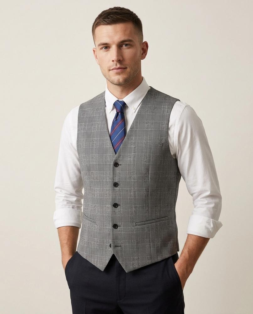 Lands Fashion - Dediv | Checked Slim Fit Vest Men