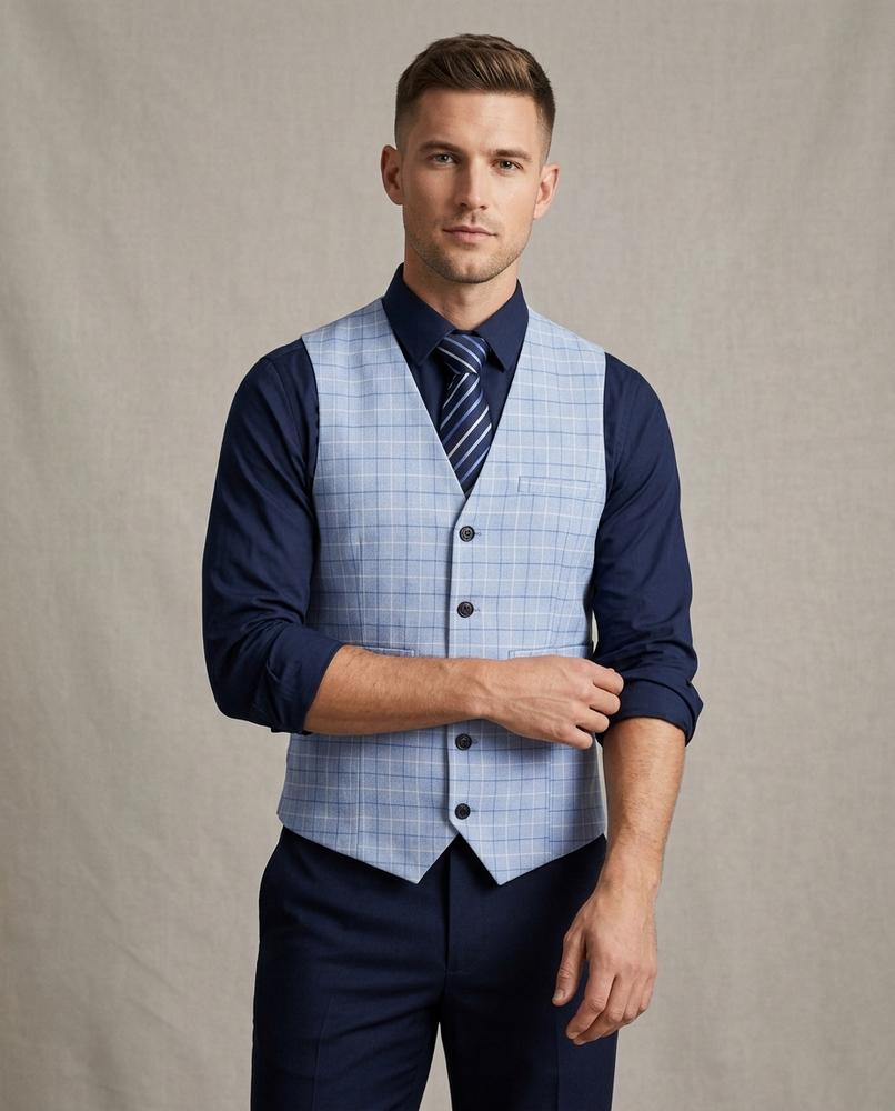 Lands Fashion - Dediv | Checked Slim Fit Vest Men