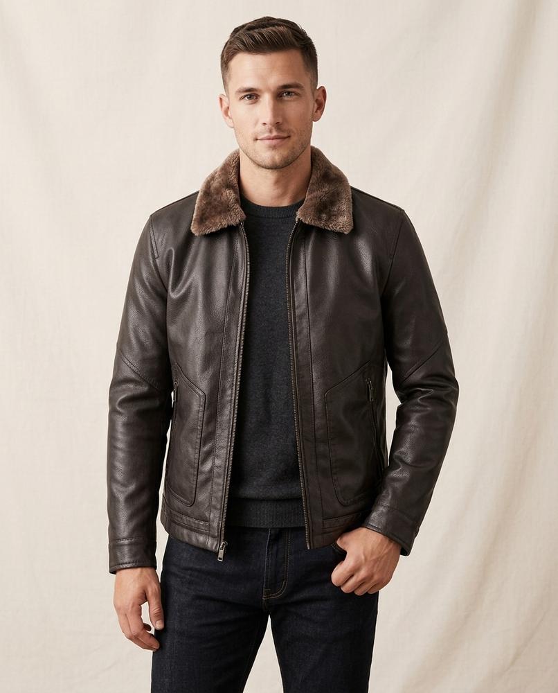 Lands Fashion - Yizek | Faux Fur Collar Zipped Jacket Men
