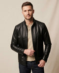 Lands Fashion - Covur | Zip-Up Stand-Collar Leather Jacket Men
