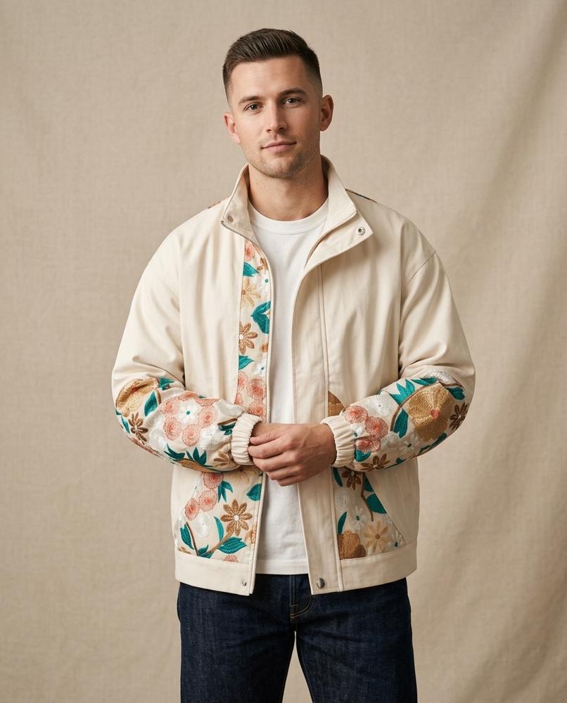 Lands Fashion - Surul | Embroidered Relaxed-Fit Jacket Unisex