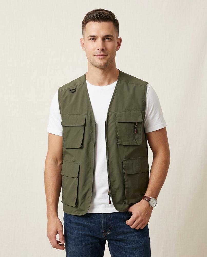 Lands Fashion - Medur | Zip-Up Multi-Pocket Vest Men