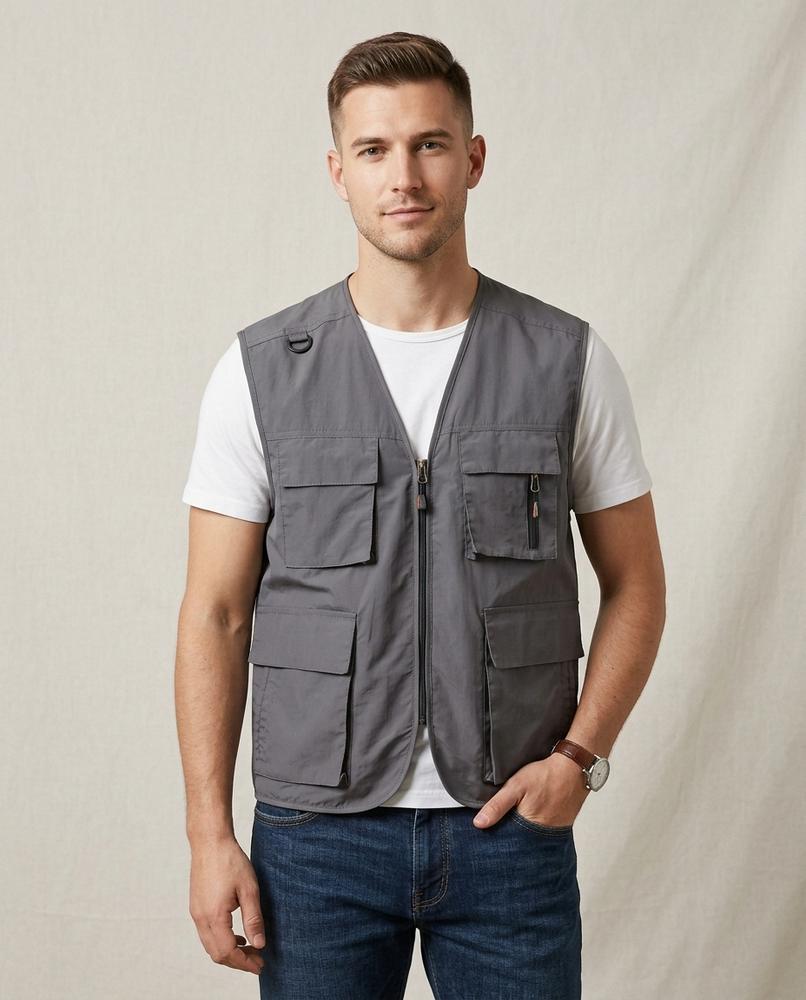 Lands Fashion - Medur | Zip-Up Multi-Pocket Vest Men