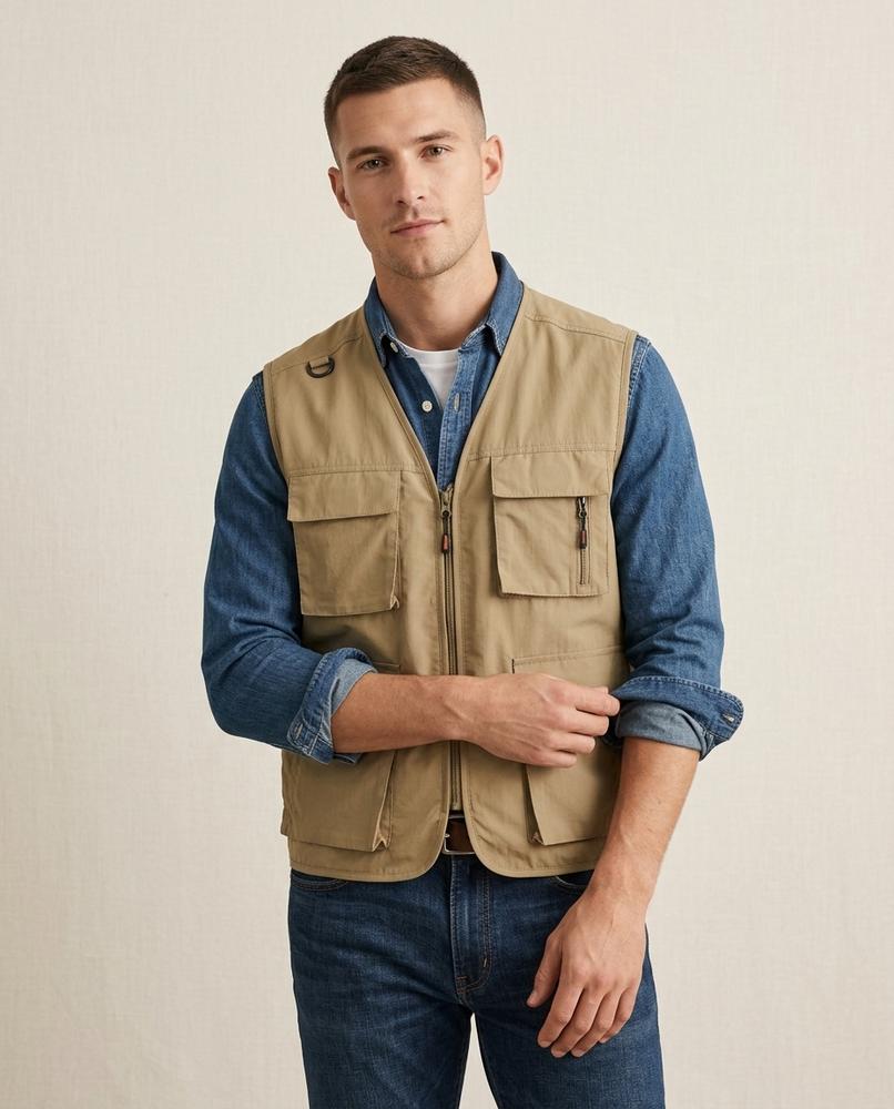 Lands Fashion - Medur | Zip-Up Multi-Pocket Vest Men